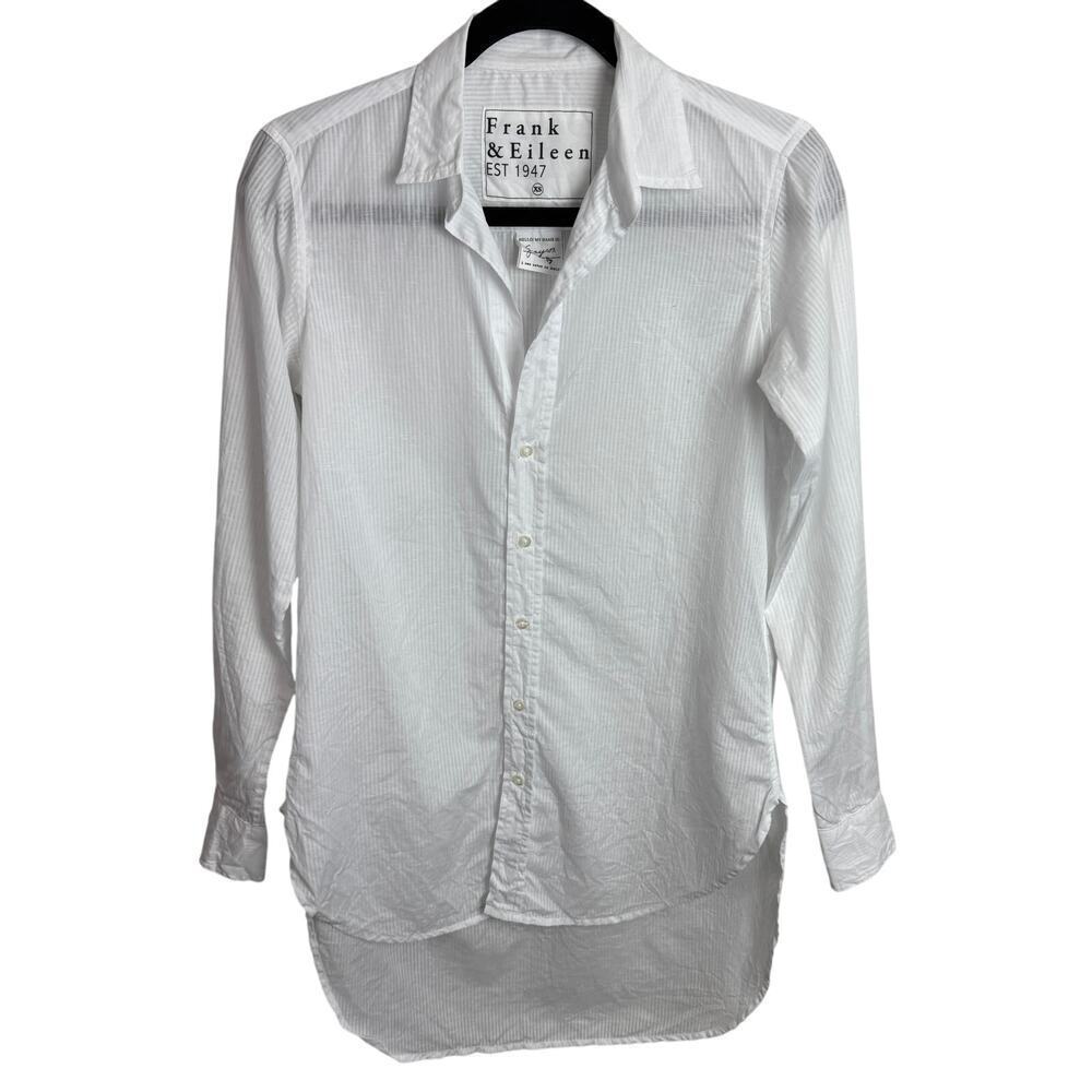 Frank & Eileen Grayson White Striped Cotton Striped Button Down Shirt XS